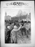 Antique Print Crimean Veterans Cheering Colours Queens Guard Inkerman 1890 19th