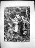Old Print Grandmother'S Visit Children'S Garden From Drawing Robert Barnes 1890