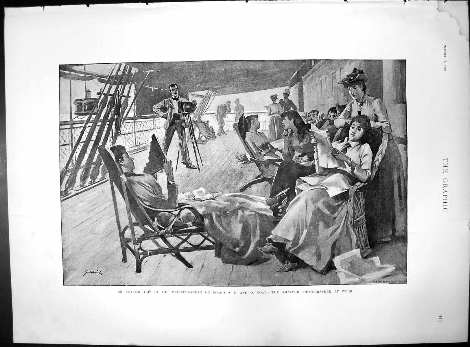 Old Print Autumn Trip Mediterranean P & O Boat Amateur Photographer 1890 19th