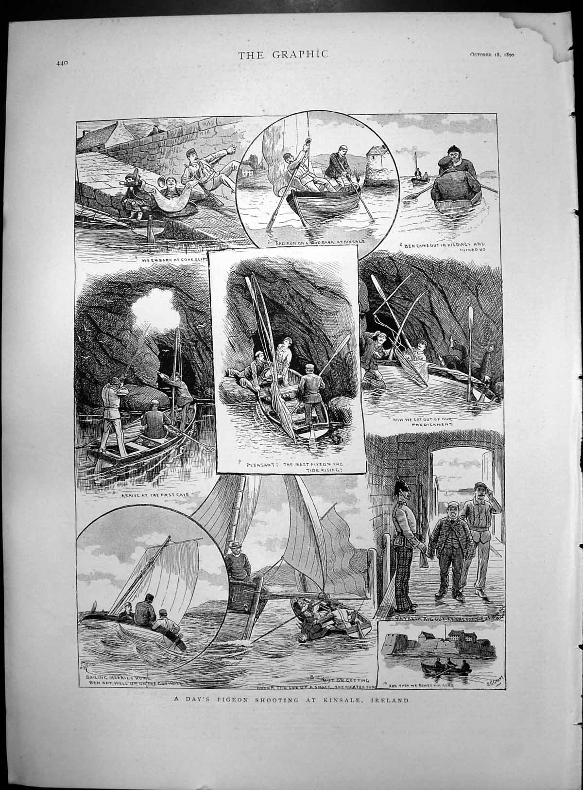Old Day'S Pigeon Shooting Kinsale Ireland Sketches Various Mishaps 1890 19th
