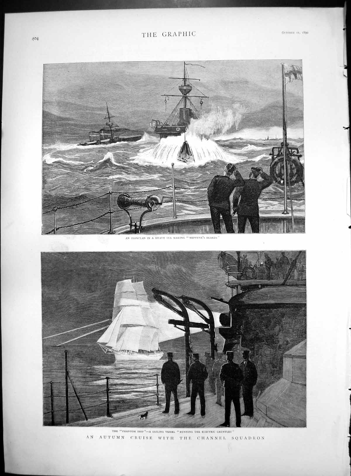 Old Autumn Cruise Channel Squadron Phantom Ship Elecrical Gauntlet 1890 19th