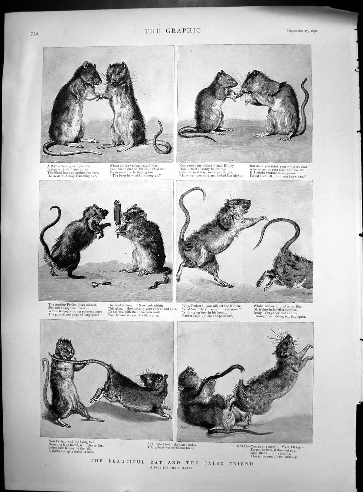 Old Beautiful Rat And False Friend Page For Children Story Moral 1890 Victorian