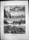 Print Tour Alaska Hanging Glacier Drying Salmon Deer Hunter Medicine Man 1890