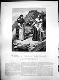 Old Print Urith Tale Dartmoor Illustrated Frank Dadd Fight Rock Edge 1890 19th