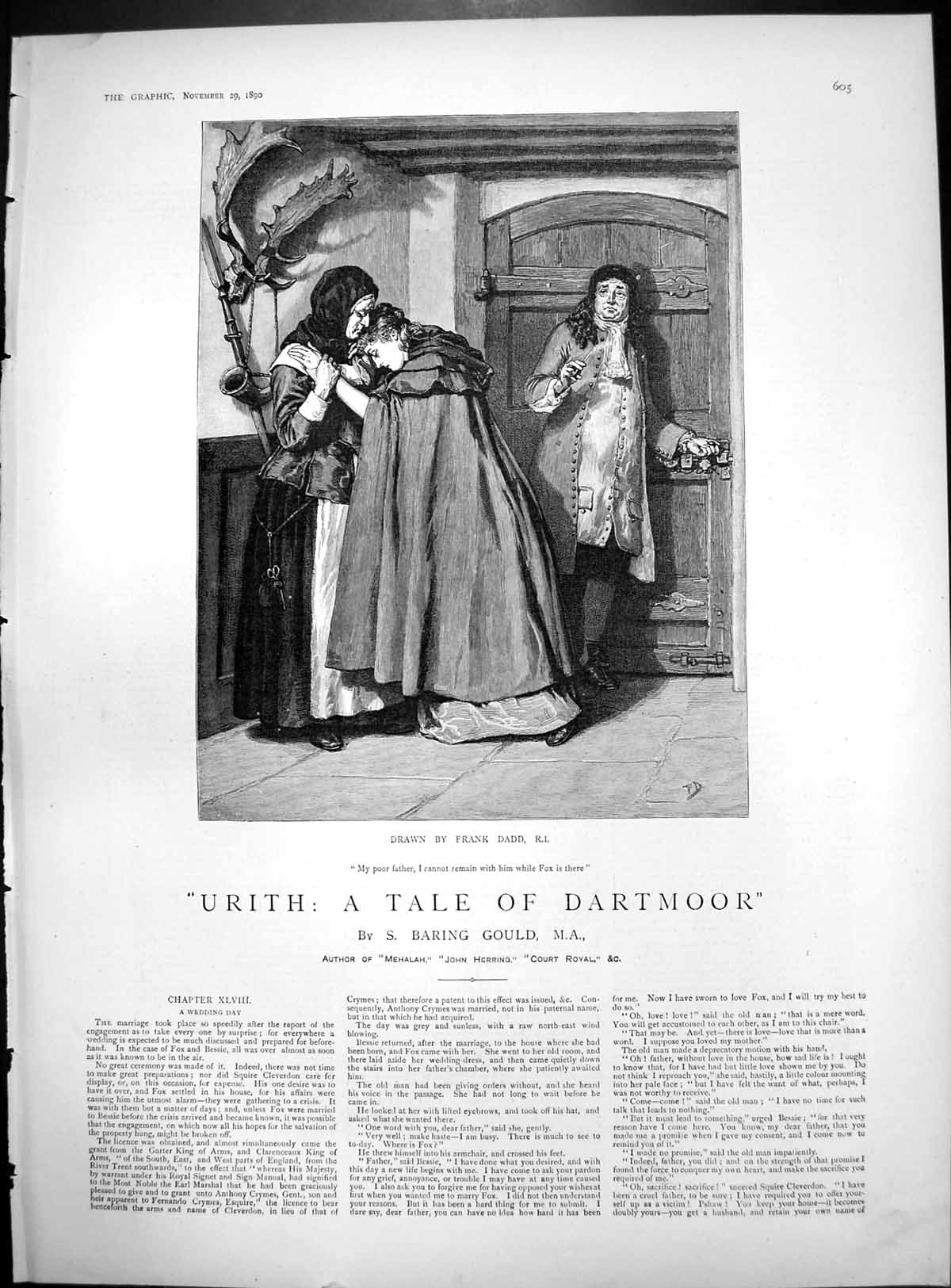Old Print Urith Tale Dartmoor Illustrated Frank Dadd Poor Father Fox 1890 19th
