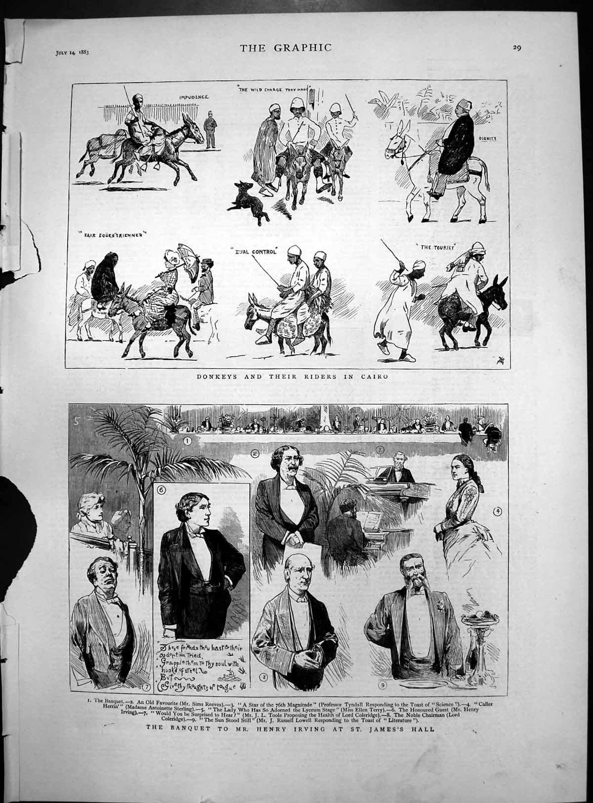 Old Donkeys Riders Cairo Banquet Mr Henry Irving St James'S Hall 1883 Victorian