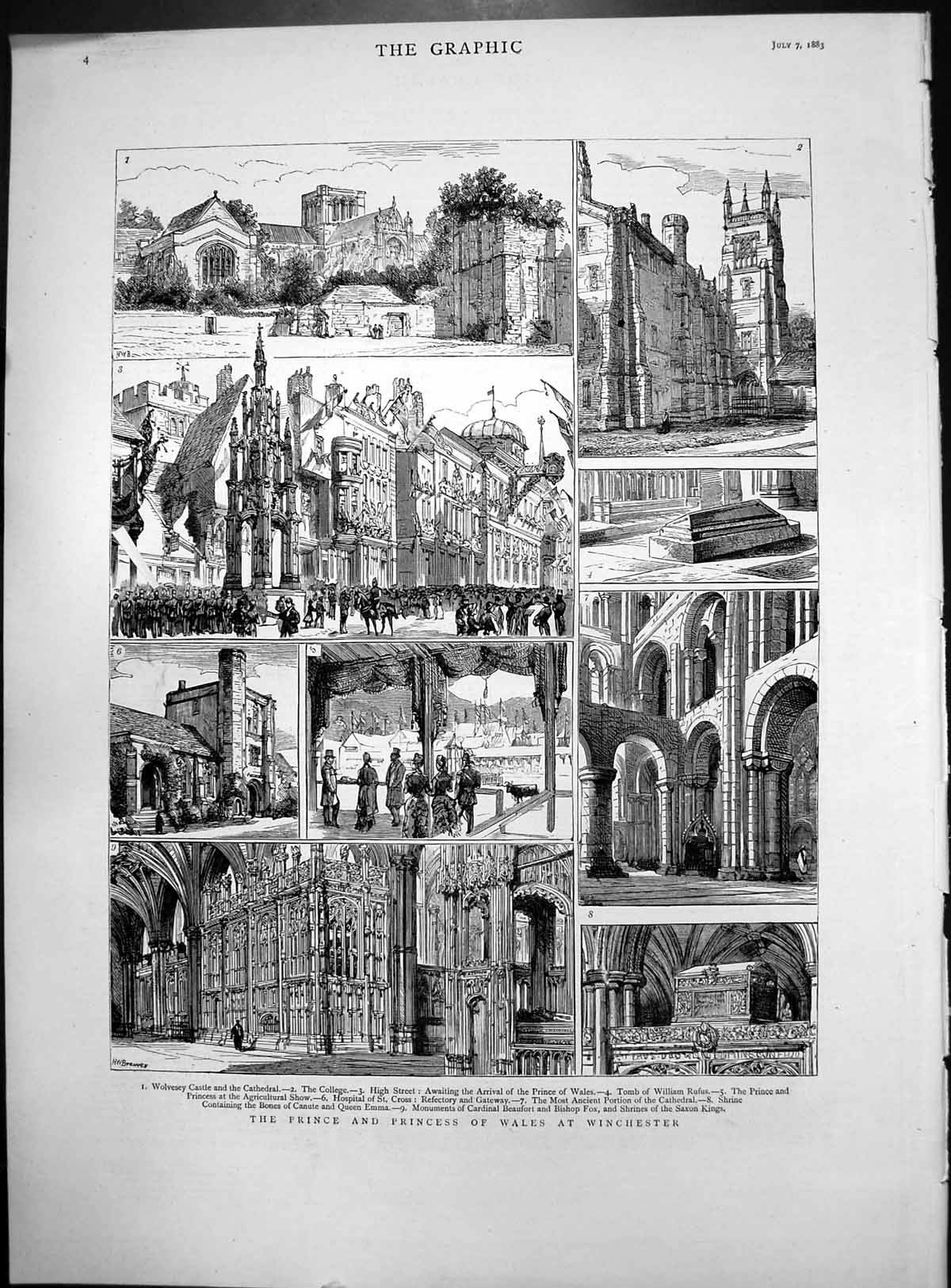Old Prince Princess Wales Winchester Sketches Buildings Cathedral 1883 19th