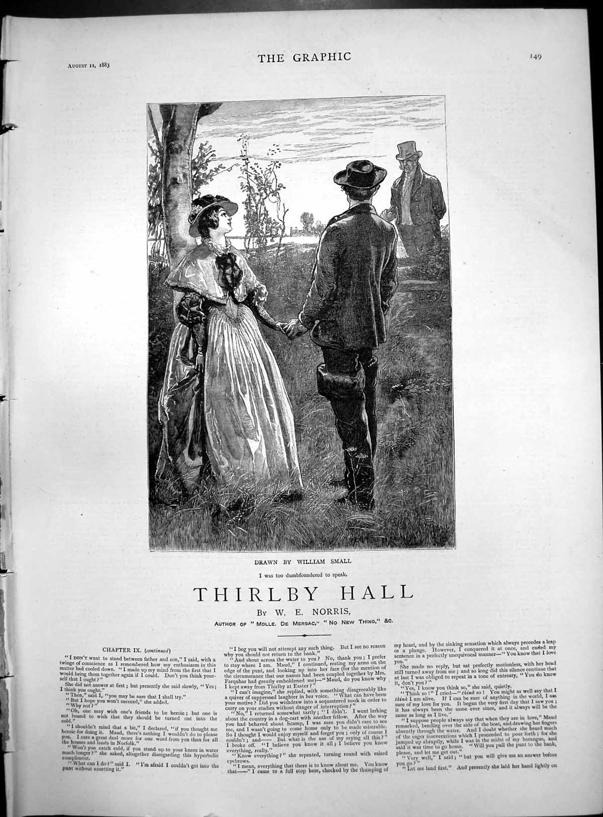 Antique Print Thirlby Hall William Small Lady Gentleman Hands Clasped 1883 19th
