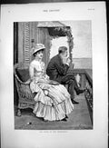 Old Wane Honeymoon Lady Book Wickerwork Chair Gentleman Smoking 1883 Victorian