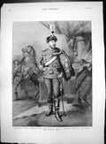 Old Print German Autumn Manoeuvres HRH Prince Wales Blucher Hussars 1883 19th