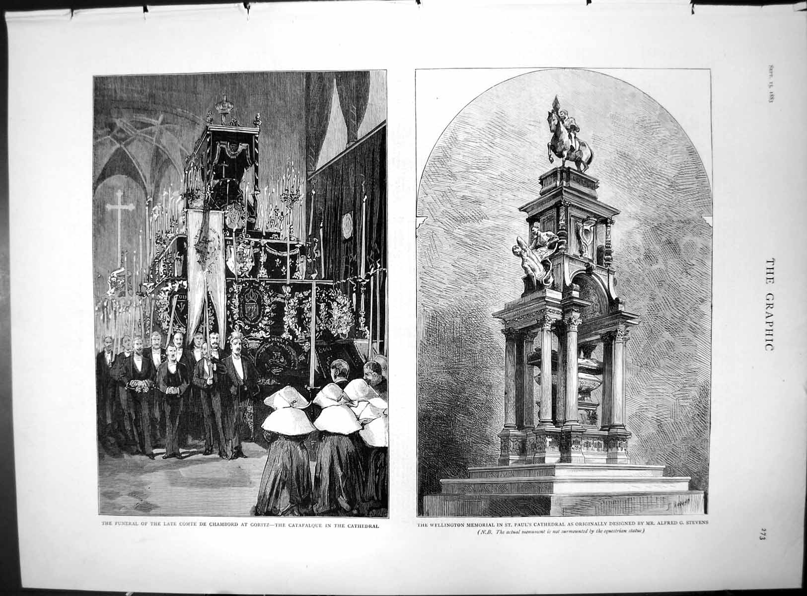 Old Funeral Comte De Chambord Coritz Wellington Memorial St Paul'S 1883 19th