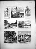 Old Print Volcanic Eruption Java Sketches In Affected Neighbourhoods 1883 19th