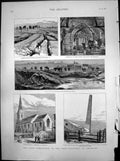 Print Land Subsidence Salt Districts Cheshire Winsford Church Dunkrik Rd 1880