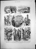 Antique Print Mentone Neighbourhood Garavan Olive Gardens Feudal Tower 1880