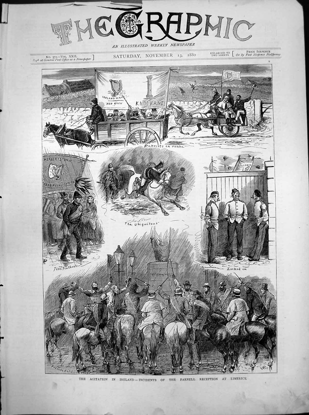 Print Agitation In Ireland Incidents Parnell Reception Limerick Patriots 1880