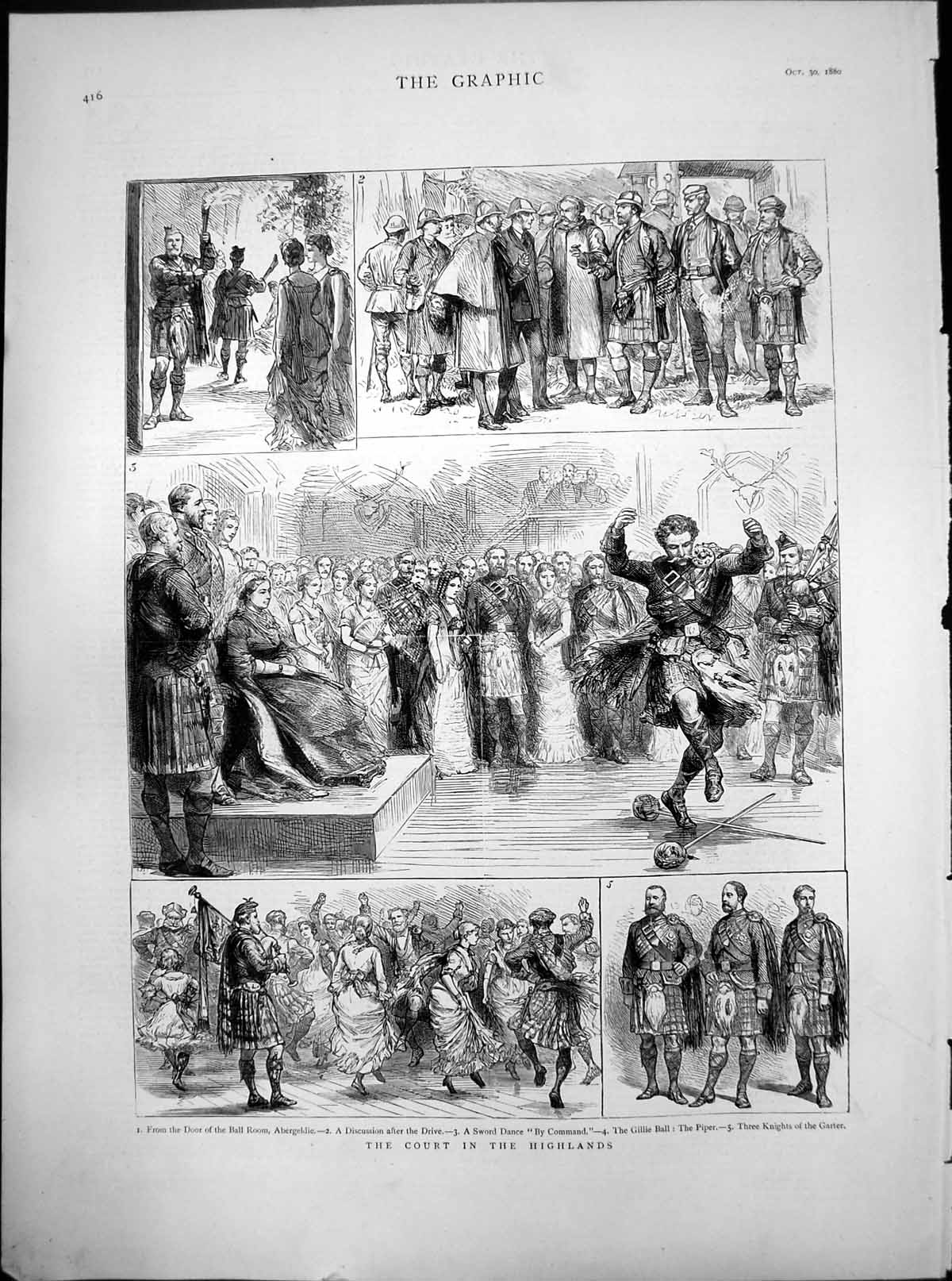 Old Court Highlands Ball Room Abergeldie Sword Dance Gillie Piper 1880 19th