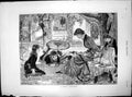 Old Print Sunny Afternoon Female Reading Children Reclining Grass Dog Tree 1880