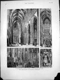 Old Completion Cologne Cathedral Interior Nave Choir Altar Bell 1880 Victorian