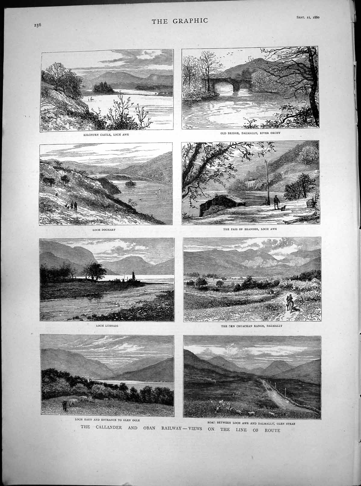 Old Print Callander Oban Railway Views On Route Loch Awe Lubnaig Earn Ogle 1880