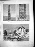 Old Antique Print Afghanistan Minar Outside Ghuznee Citadel Candahar 1880 19th