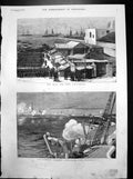 Old Antique Print Bombardment Alexandria Quay Port HM Gunboat Condor 1882 19th