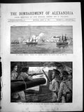 Antique Print Bombardment Alexandria HM Gunboats Condor Bittern Beacon 1882