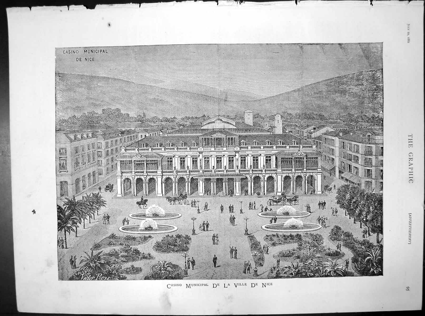 Old Casino Municipale De La Ville De Nice Advertisement Fountains 1882 19th
