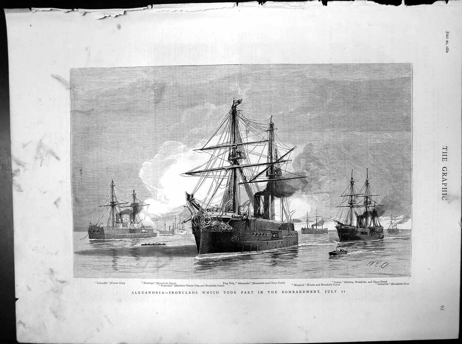Print Alexandria Ironclads Inflexible Penelope Alexandra Monarch Sultan 1882