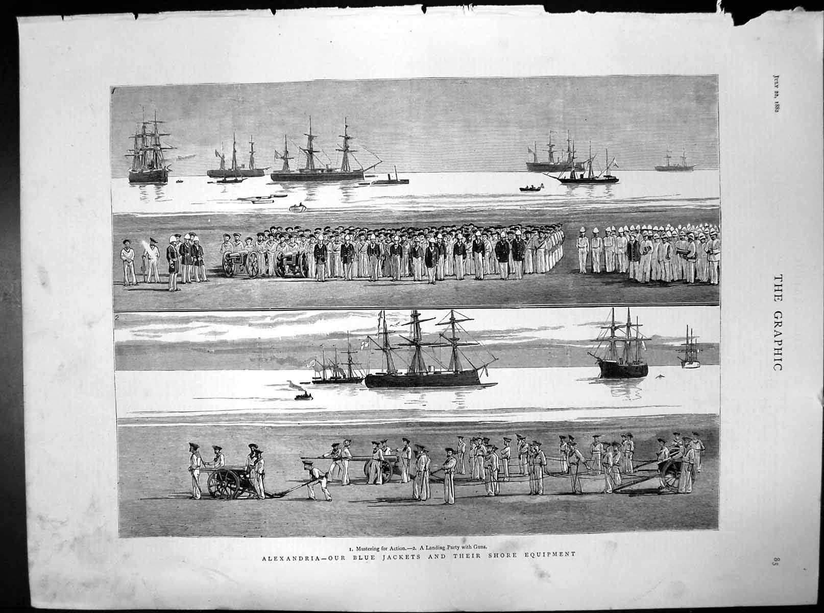 Old Alexandra Blue Jackets Shore Equipment Mustering Action Landing 1882 19th