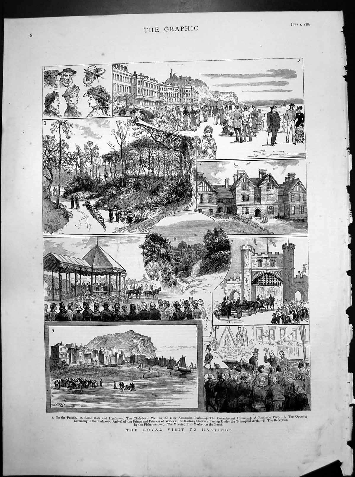 Old Royal Visit Hastings Chalybeate Well Convalescent Home Beach 1882 Victorian