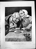 Antique Print The Folks At Home Picture Carl Gussow Reading Letter Cup 1882