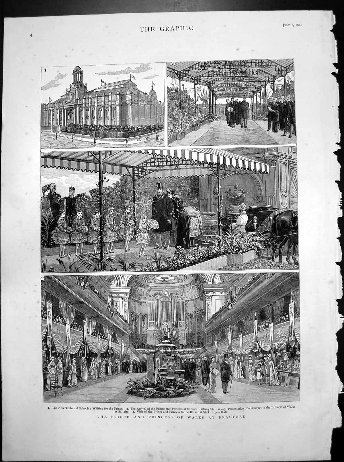 Old Prince Princess Wales Bradford Saltaire Railway Station Bouquet 1882 19th