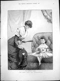 Old Print The First Party The Introduction WLThomas Children Colour 1880 19th