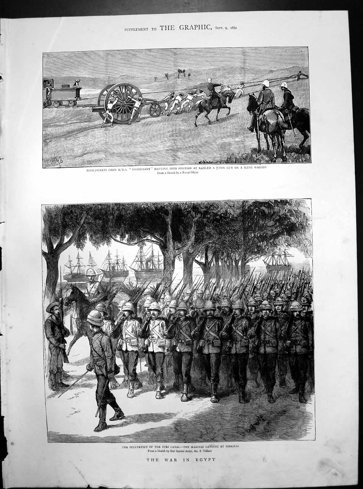 Old War Egypt Blue-Jackets HMS Inconstant Occupation Suez Canal 1882 Victorian