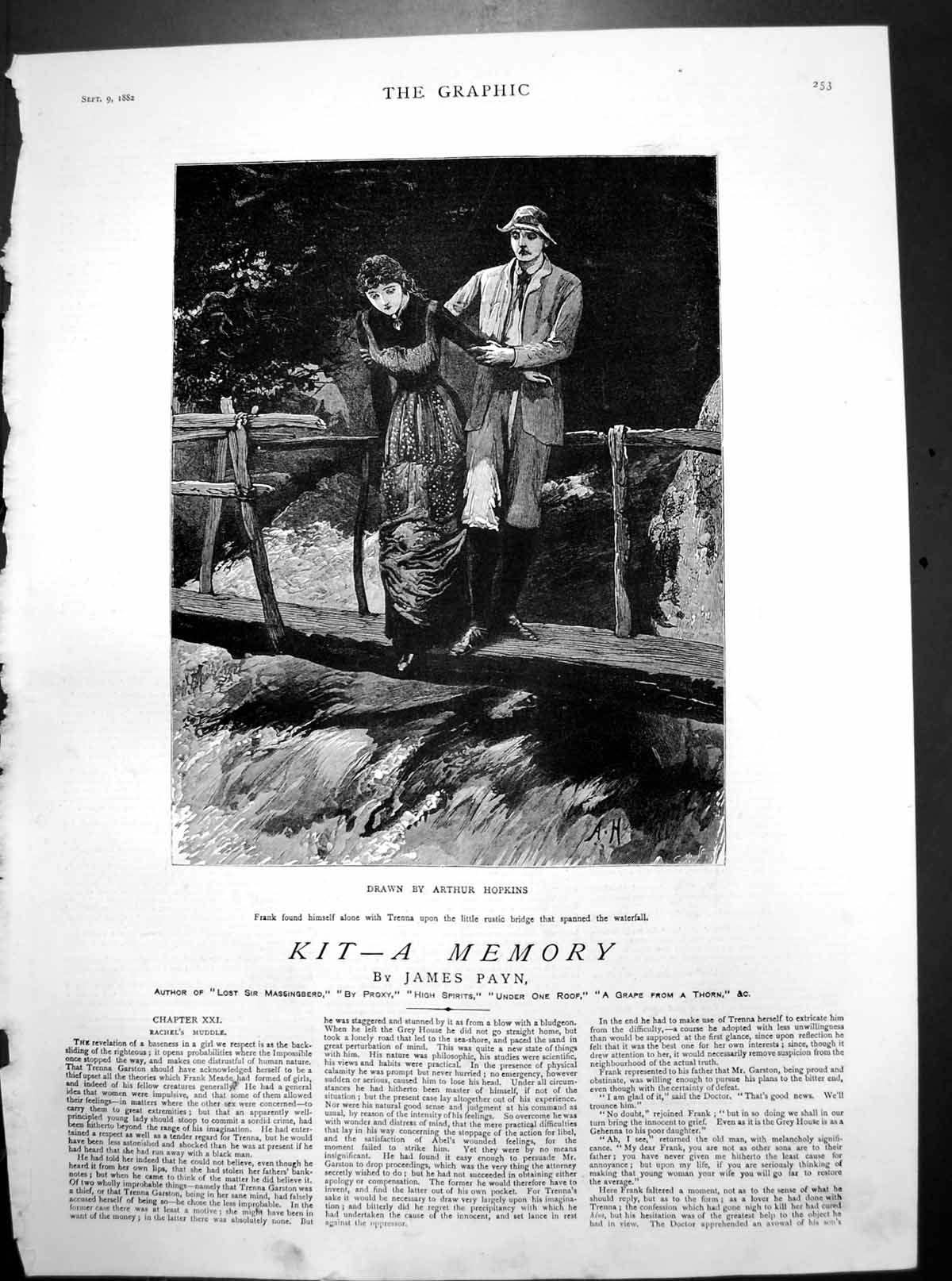 Print Kit ? A Memory Drawn Arthur Hopkins Frank Trenna Bridge Waterfall 1882