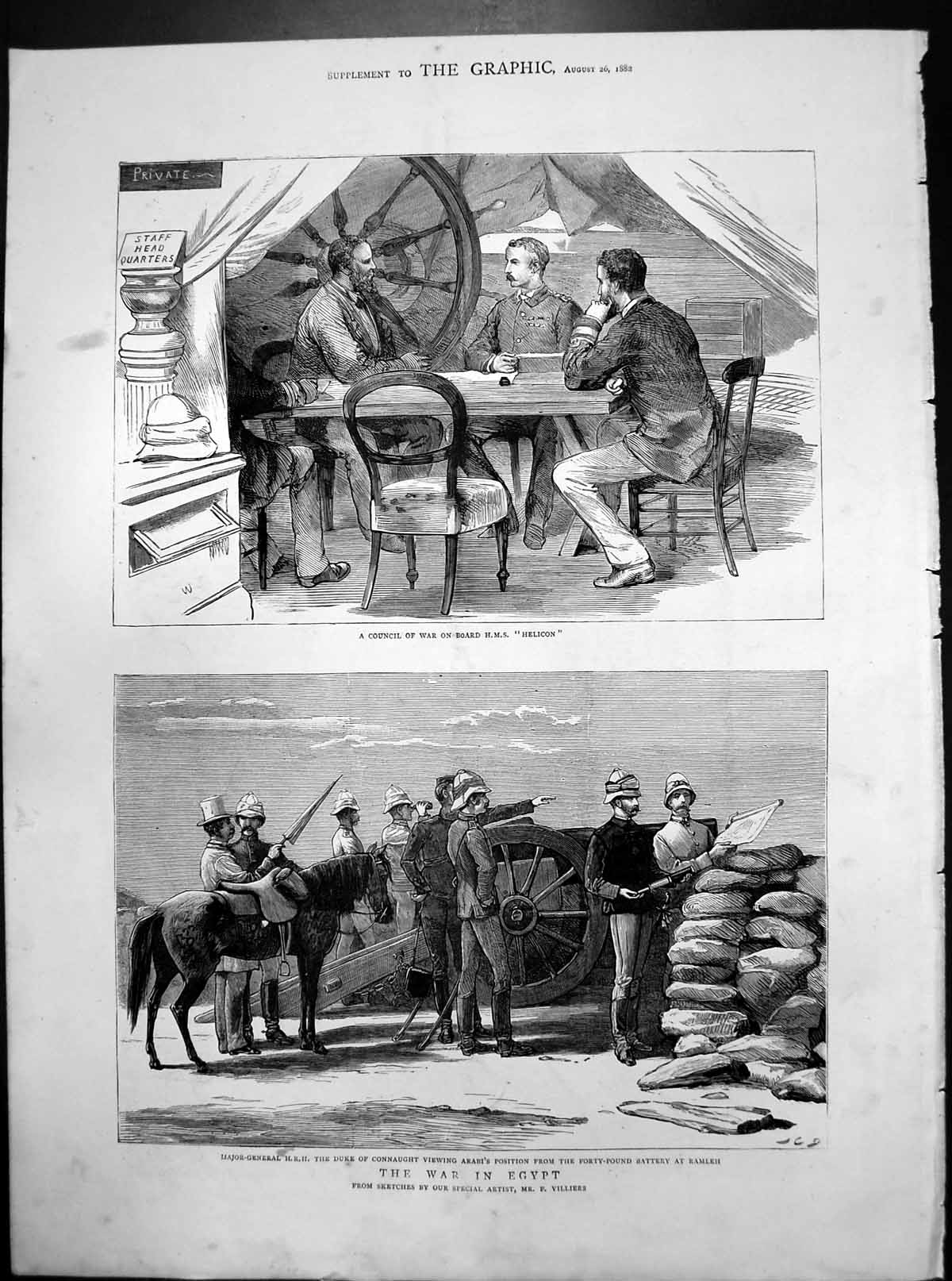 Old Council War HMS Helicon Battery Ramleh War Egypt Duke Connaught 1882 19th