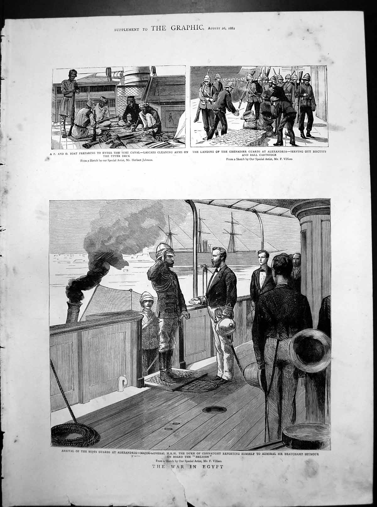 Print War Egypt Hrh Duke Connaught Admiral Sir Beauchamp Seymour Helicon 1882