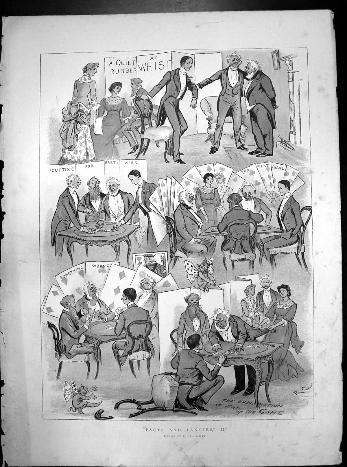 Old Facts And Fancies Ii Quiet Rubber Whist Colour Tinted Gentlemen 1882 19th