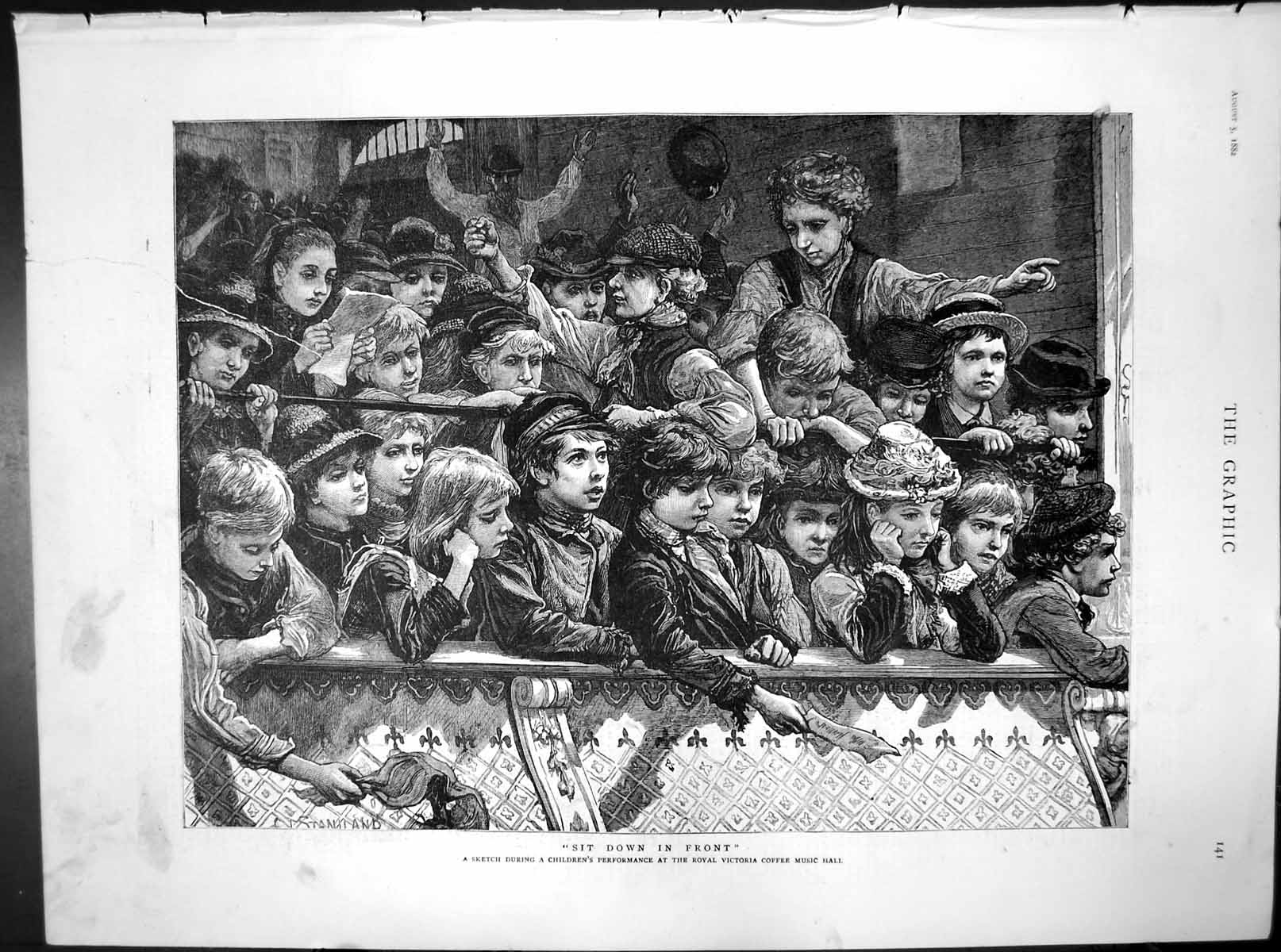Print Sketch During Child'S Performance Royal Victoria Coffee Music Hall 1882