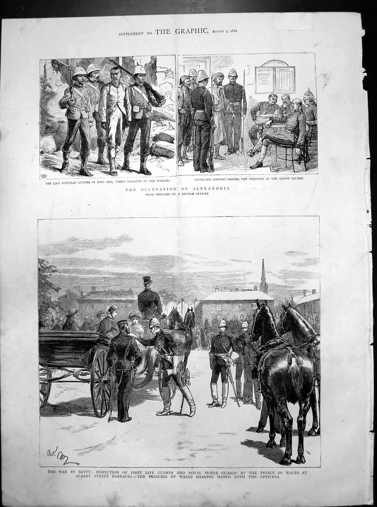 Old War Egypt Occupation Alexandria Inspection Life Guards Prince 1882 19th