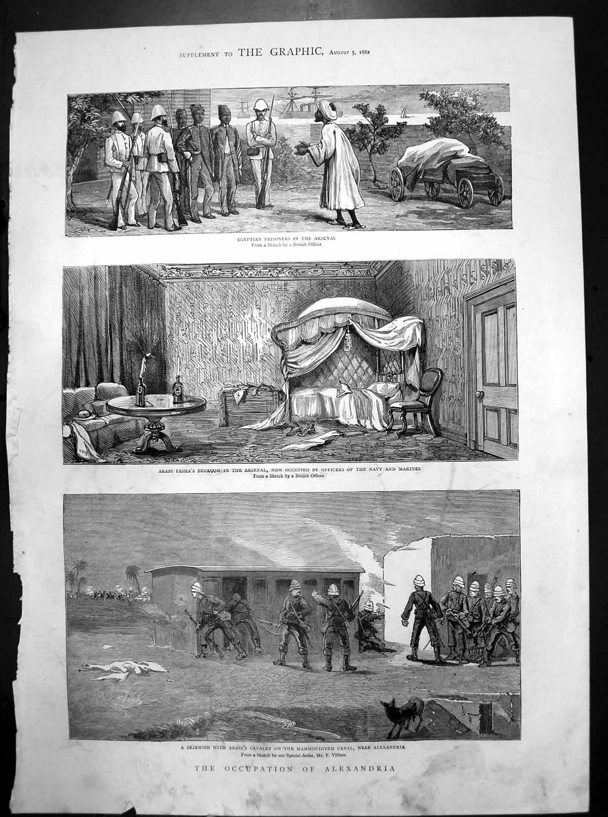 Old War Egypt Occupation Alexandria Egyptian Prisoners Skirmish 1882 Victorian