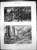 Old After Burning Alexandria Ruins Grand Square Blue-Jacket Guard 1882 19th
