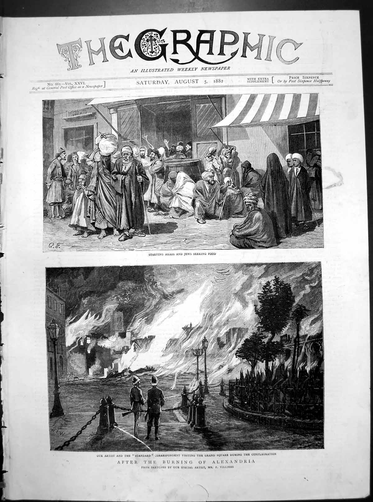 Old After Burning Alexandria Arabs Jews Seek Food Watching Fire 1882 Victorian
