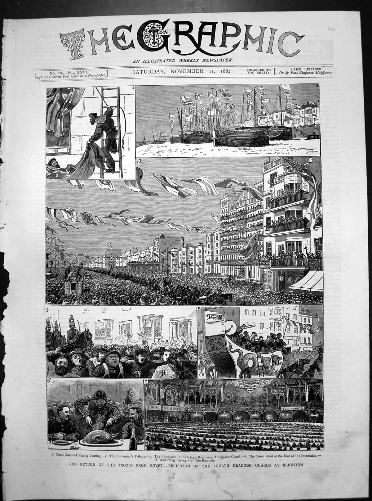 Old Return Troops Egypt Reception Fourth Dragoon Gurads Brighton 1882 Victorian