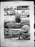 Old Print Sketches School Military Engineering Chatham Steam Sappers 1882 19th