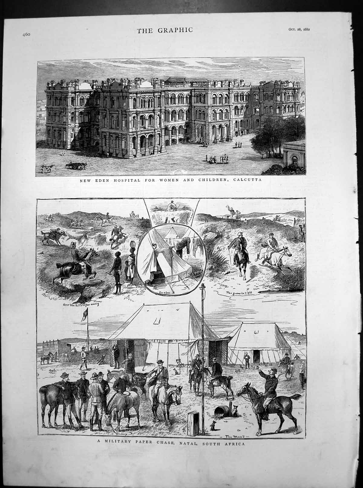 Old New Eden Hospital Women Children Calcutta Military Paper Chase 1882 19th