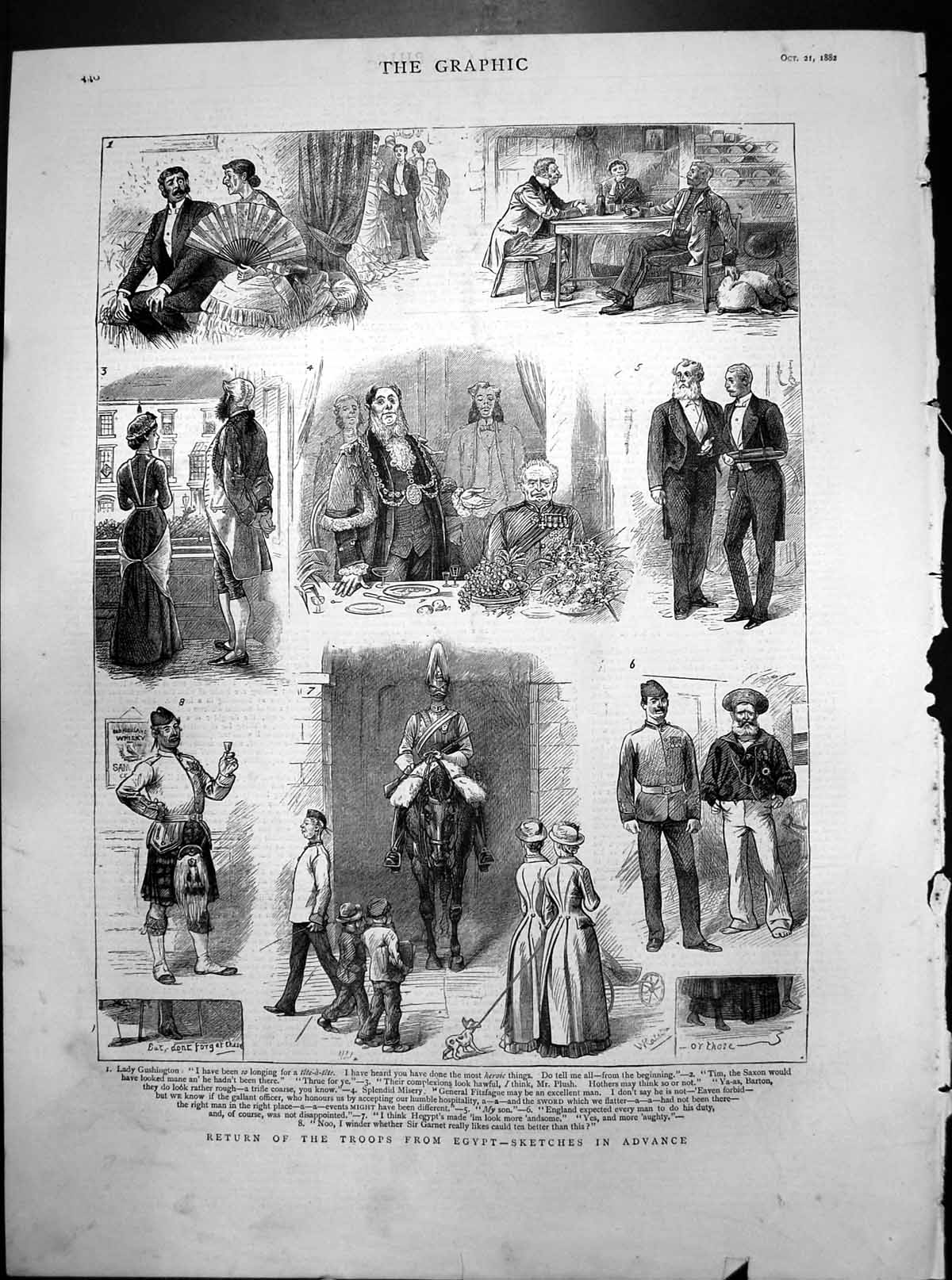 Old Return Troops Egypt Sketches Awaiting Arrival Gentry Passers By 1882 19th