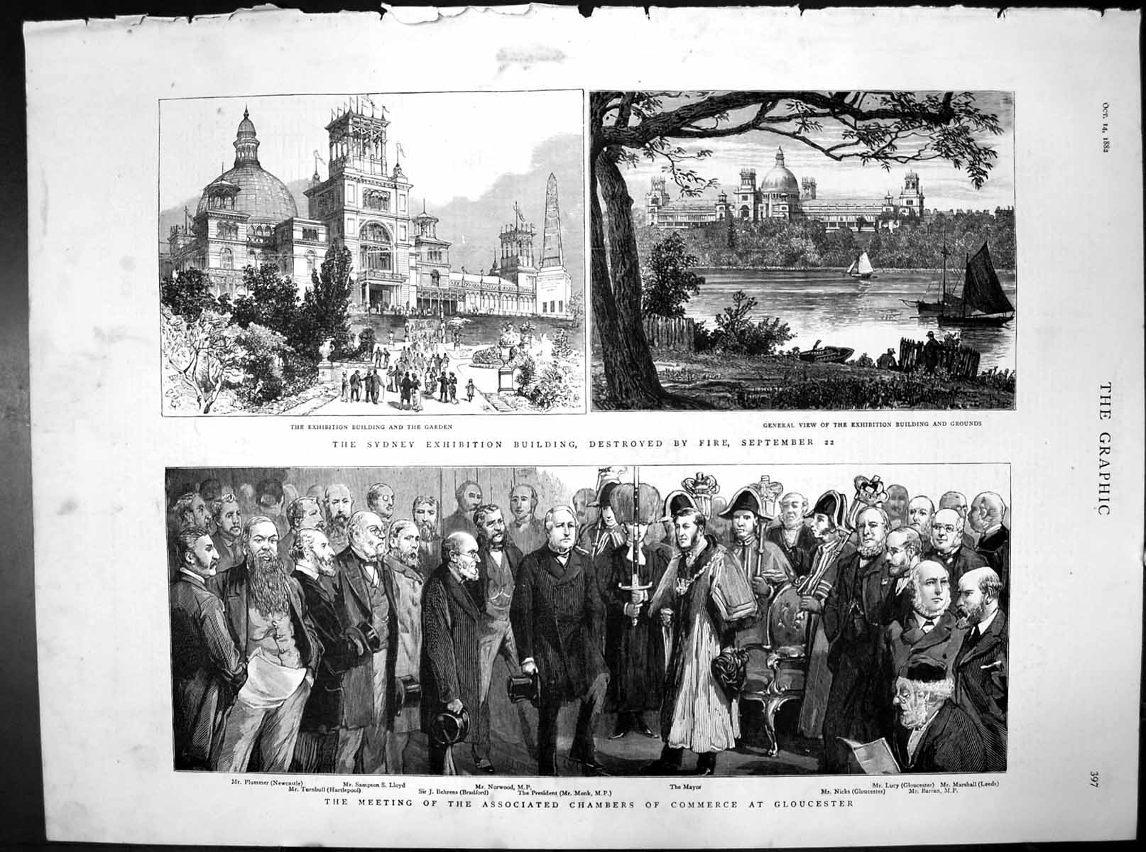 Old Sydney Exhibition Building Fire Chambers Commerce Gloucester 1882 Victorian