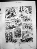 Old Print Mr Aldgate-Lothbury Highlands Crossing River Stag Shooting 1882 19th