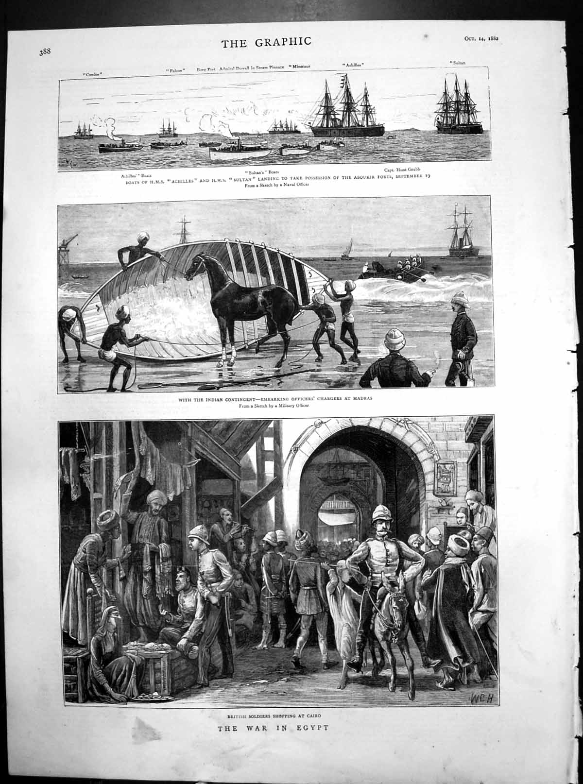 Old War Egypt HMS Achilles Sultan Aboukir Indian British Siers 1882 Victorian